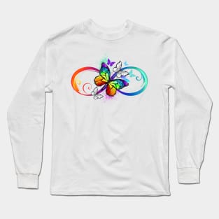 Bright infinity with rainbow butterfly Long Sleeve T-Shirt